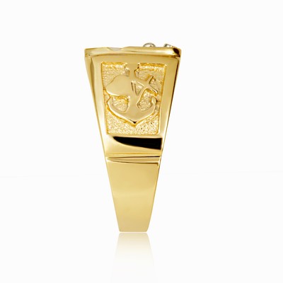 Pre-owned Fdj Yellow Gold Men's Solid Sophisticated Signet Cz Ring