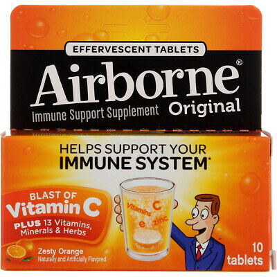 Airborne Original Immune System Supplement Effervescent Tablets, Zesty Orange...