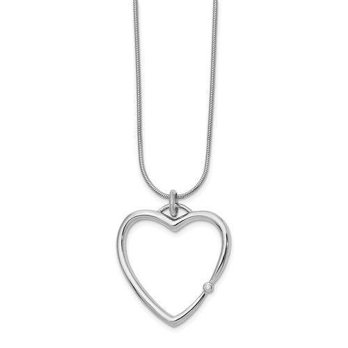 Lex & Lu Sterling Silver White Ice .01ct. Diamond Heart