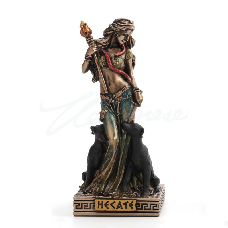 Bronze Finish Hecate (Hekate) Goddess of Magic Mini Statue Veronese