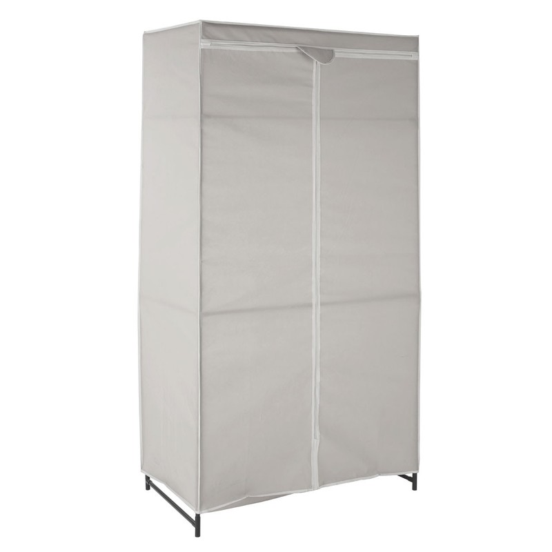Grey And White Fabric Wardrobe With Shelf Additional Clothes