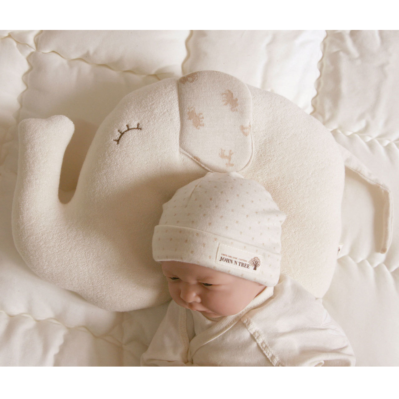 john n tree organic cotton baby  Elephant pillow  NEW