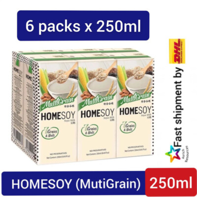 6 packs HOMESOY Soya Milk Multi Grain with 7 Grain Nuts  ~ Free Ship by DHL