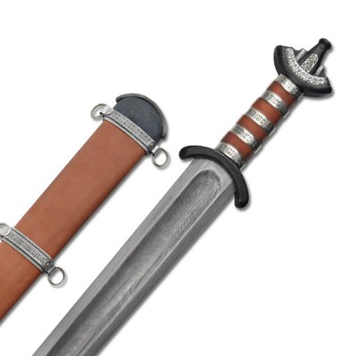 Saxon Viking Sword Hand Forged Damscus Steel Saxon Sword  With Leather Scabbard