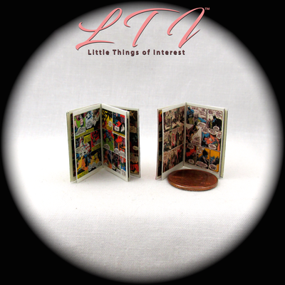 BATMAN COMIC Comic Books 2 Dollhouse Miniatures Illustrated Readable 1:12 Scale 