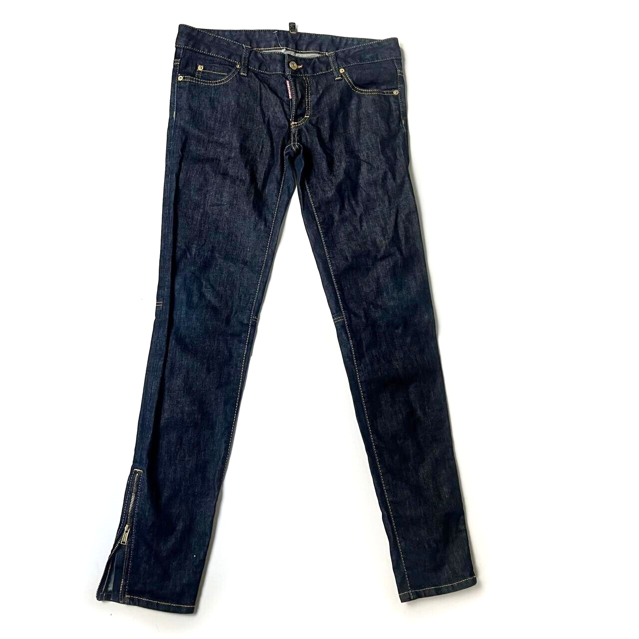 パンツ DSQUARED2 damege skiny denim DSQUARED2 SKINNY JEAN Blue Denim Slim Fit Ankle Zip Jeans SZ