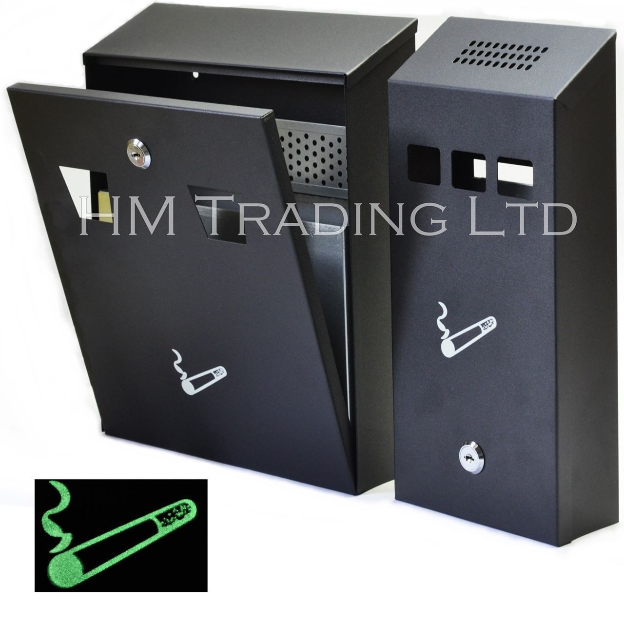 Luminous Wall Mounted Smoking Cigarette Steel Bin Metal Ashtray