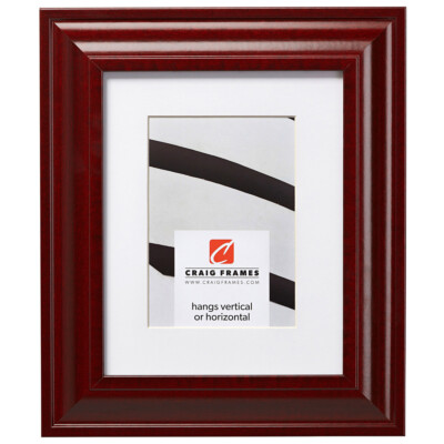 Craig Frames Contemporary Upscale, 2'' Wide Red Mahogany Picture Frame with Mat