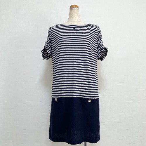 Courreges Vintage Logo Embroidered Tunic Top Dark Blue Women