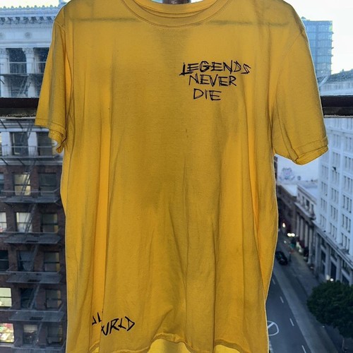 Juice Wrld x Vlone Inferno Tシャツ イエロー Juice Wrld x Vlone Inferno Legends Never Die Yellow | Depop