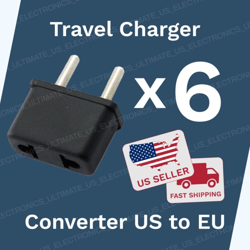 6 Travel Charger Converter US to EU/RU European Adapter Plug for Power Adapter 