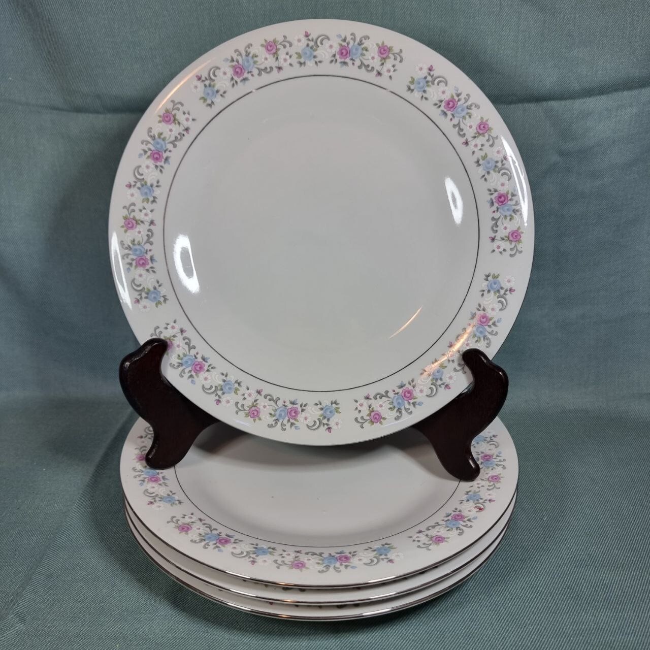 Saleブルーフラワー8091プレート4枚 Vintage Takahashi Japan Blue White Decorative China Plate