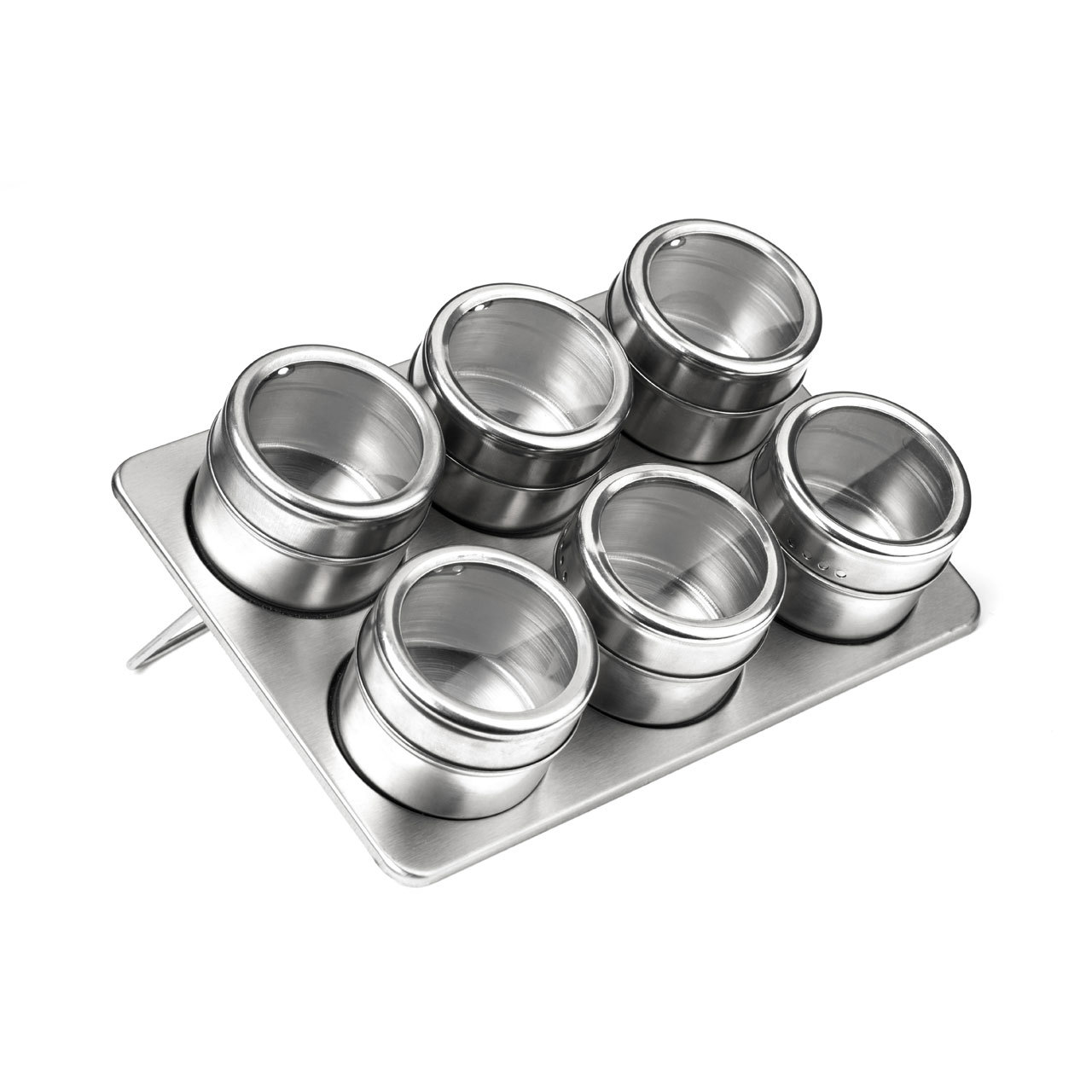 Set Of 6 Spice Herbs Storage Jars Stainless Steel Includes