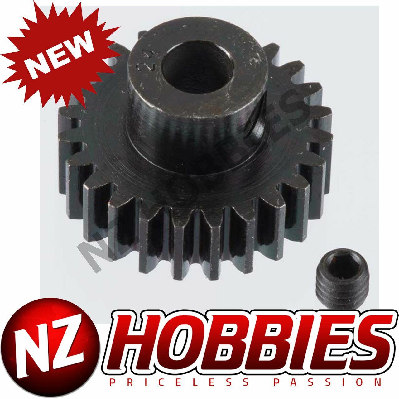 Robinson Racing 8624 Extra Hard 24 Tooth Blackened Steel 32P Pinion, 5mm