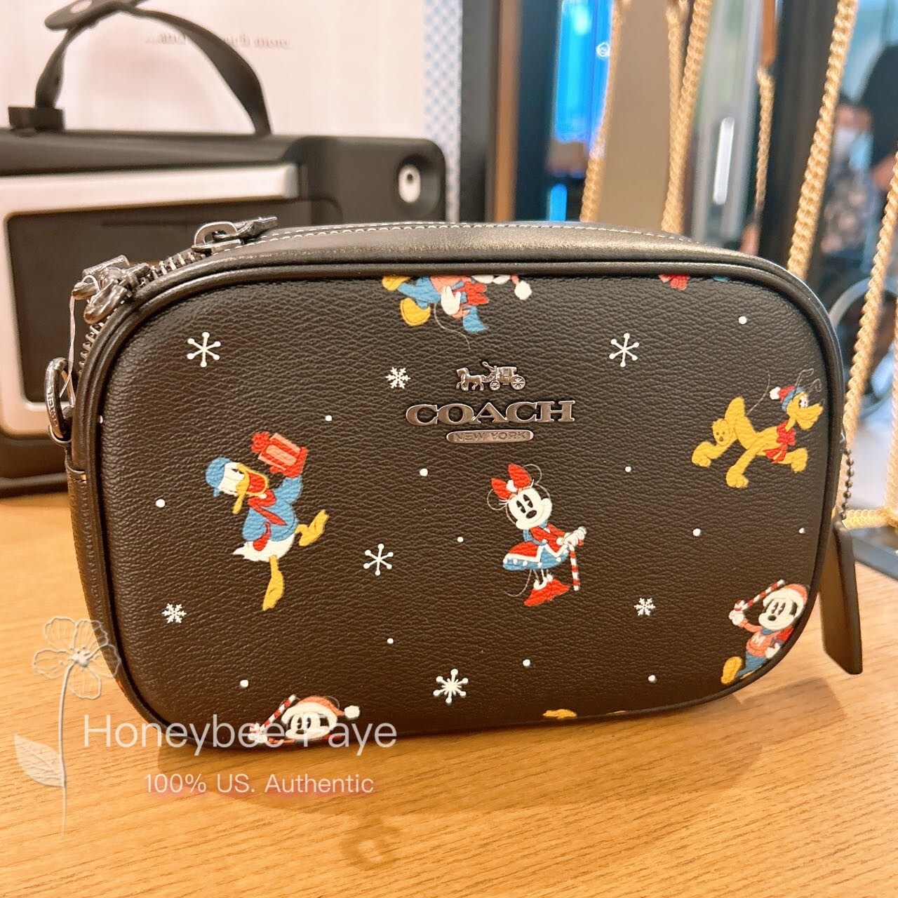 NWT Disney X Coach Mini Jamie Camera Bag With Holiday Print