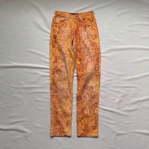 Old Roberto Cavalli Orange Print Pants Made In Italy Vintage