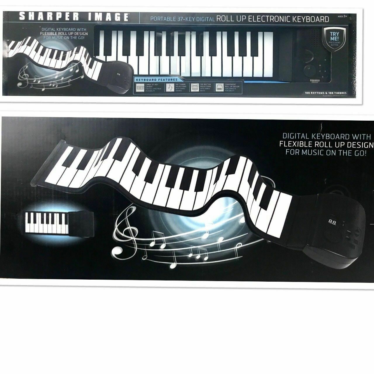 ⭕ Sharper Image Musical Portable 37-Key Digital Roll Up Electronic Keyboard