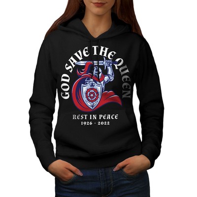 Wellcoda God Save the Queen Knight Rest in Peace Womens Hoodie