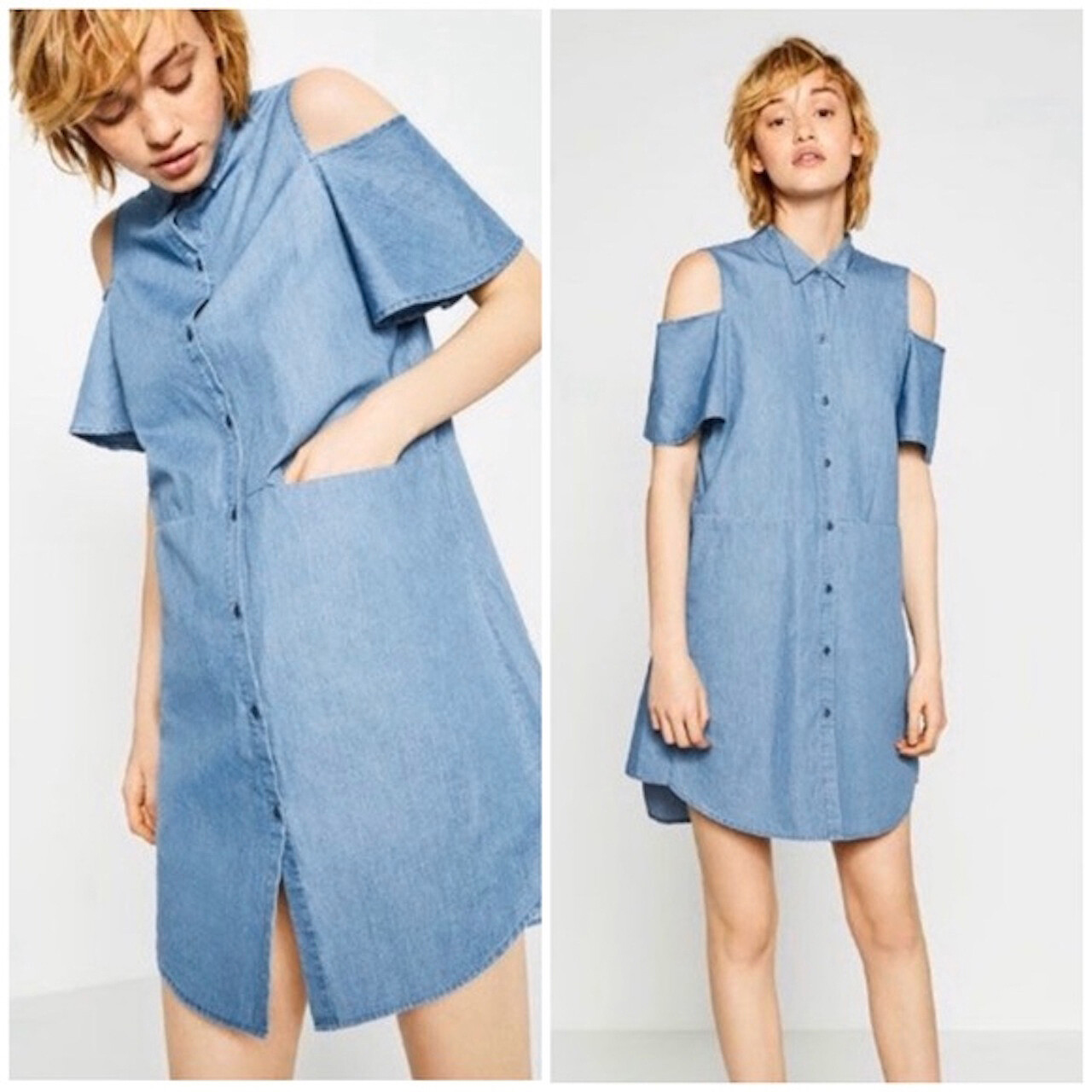 ワンピース Lace Trimmed Chambray Dress 230000036024_0000461-