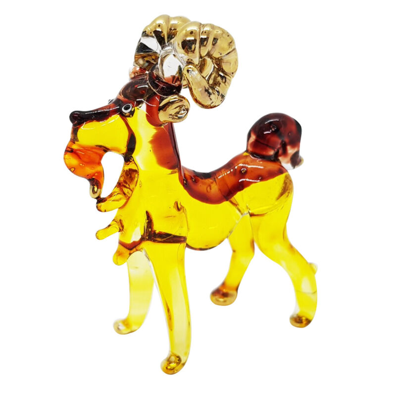 Goat Blown Glass Hand Blowing Art Enamel Gold Animal Fancy Collectible Decor