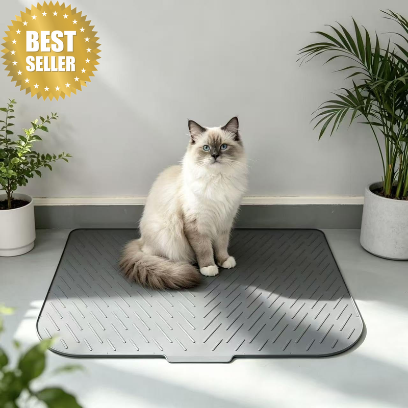Cat Litter Box Mat, 90Cmx 70Cm Extra Large Cat Littermat, Silicone Waterproof Li