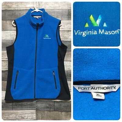 Port Authority Virginia Mason Fleece Vest Women s XL Blue Full Zip Pockets B3