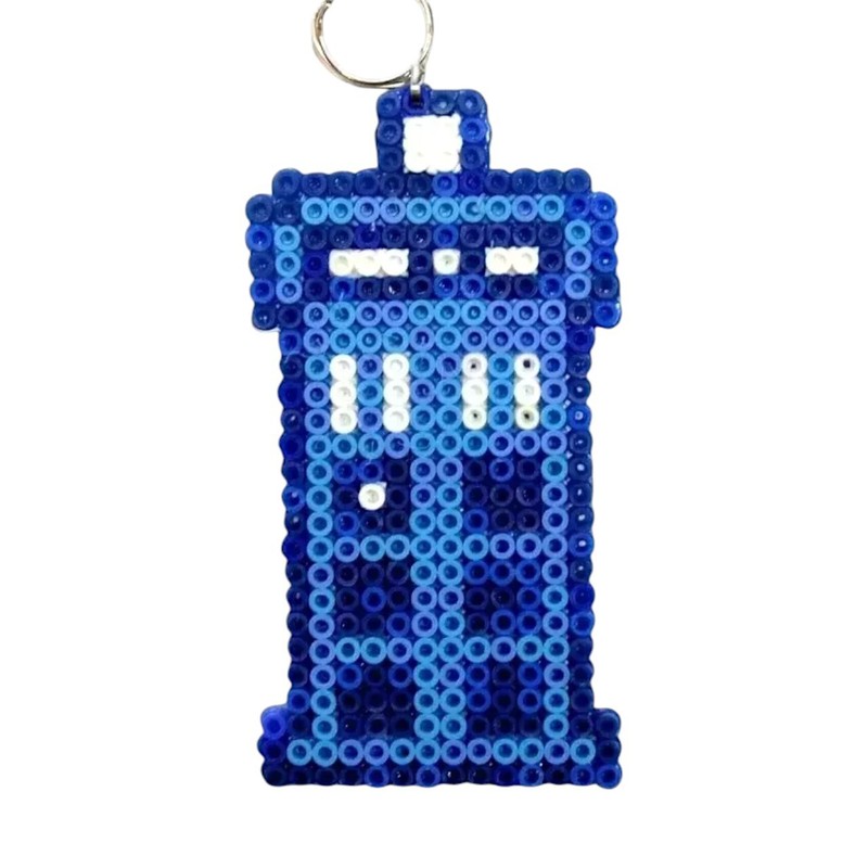 Dr Who Tardis Handmade Perler Bead Art Keychain