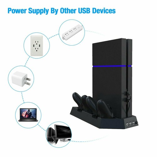 PS4 Cooling Stand,Vertical Stand Cooling Fan,Dual Controllers Charging Station