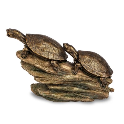 Aquascape 78372 Double Turtle Spitter on Log Pond Decor - 10 inch height