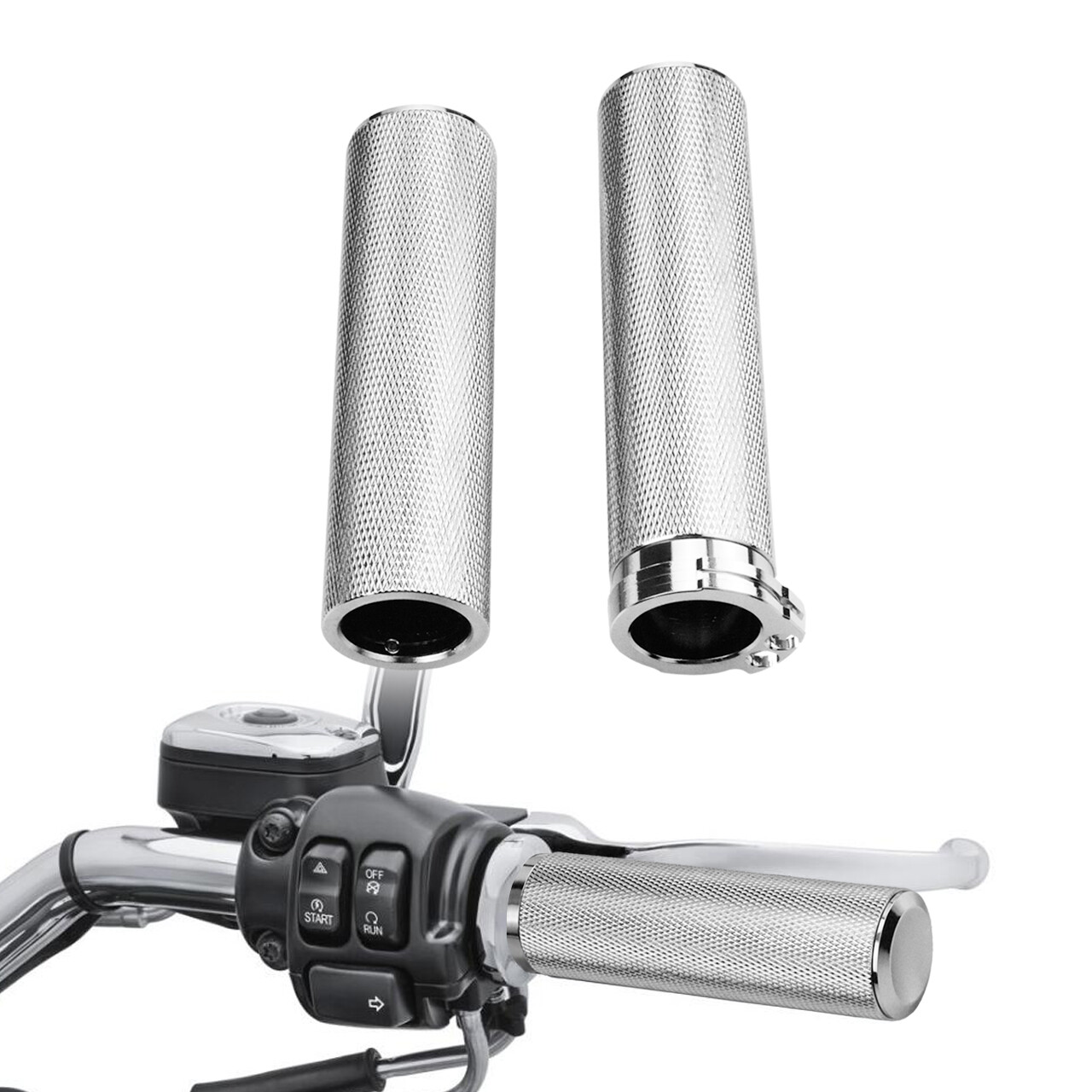 Chrome 1" Handlebar Hand Grips Fit For Harley Sportster XL 883 1200 48 72 96-22