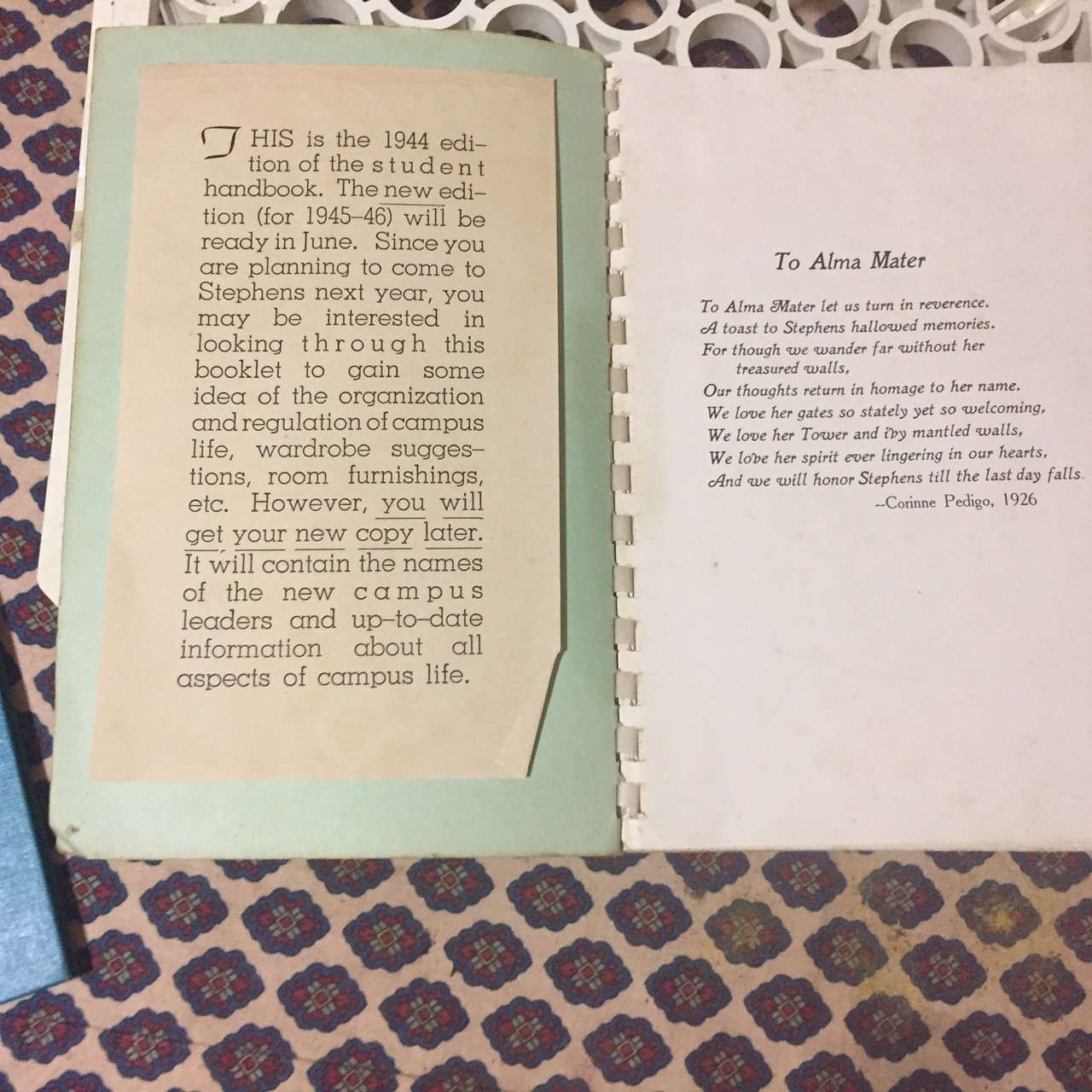Within the Ivy  Stephens College Student Handbook 1944-1945 and Prize Stories