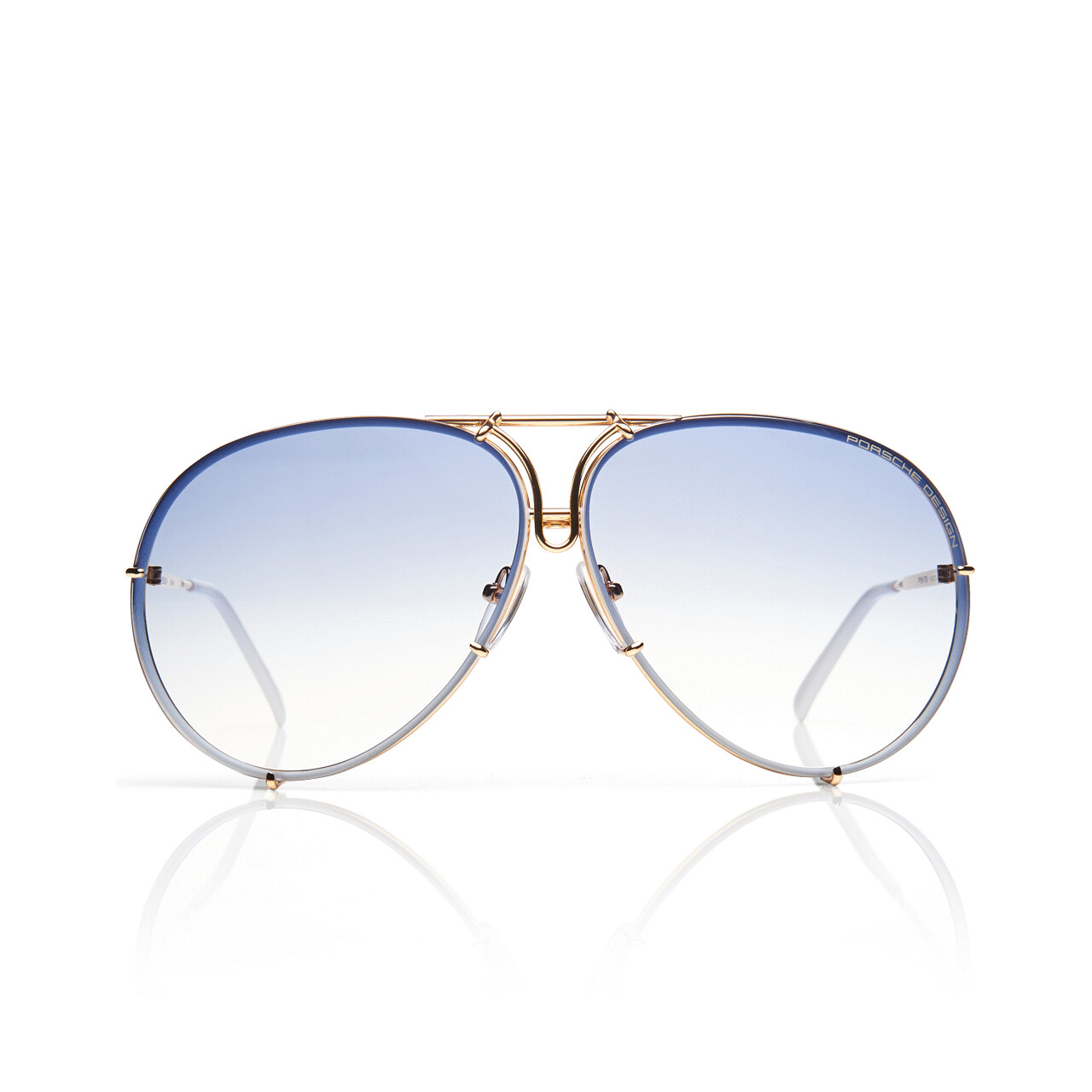 Pre-owned Porsche Design P8478 Iconic Sunglasses W Yellow Gold/blue Gradient +extra Lenses In Blue Gradient V573