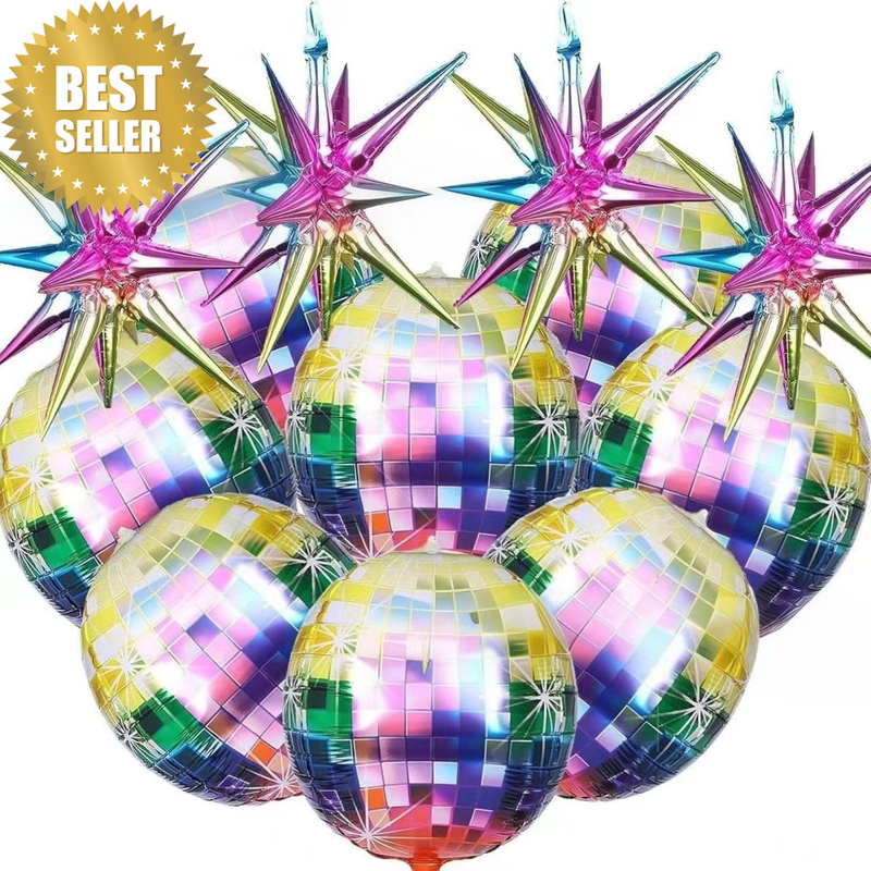 Inflatable Disco Ball Balloons Pack of 14-22” Mylar Foil Disco Party Balloons wi