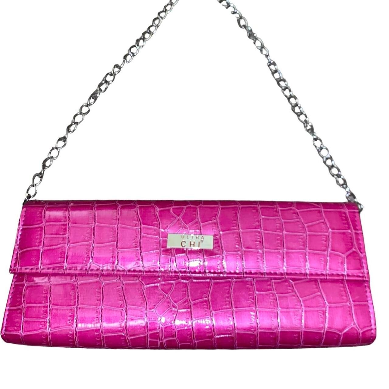 Ultra Chi Clutch Chain Shoulder Bag Women's Pink Crocodile