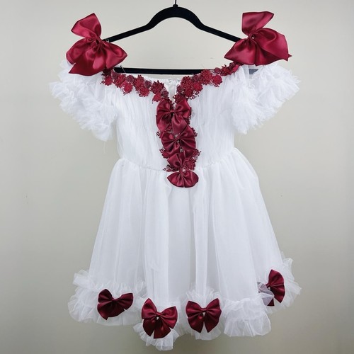 NWT Dolls Kill Sugar Thrillz White Tulle Red Bow Winter Rose