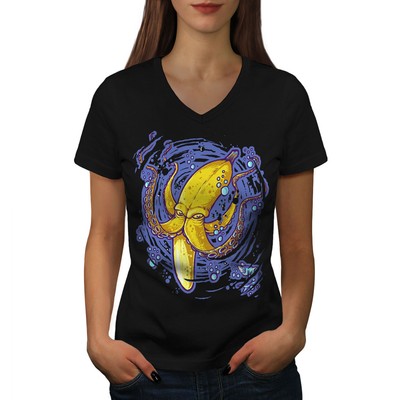 Wellcoda Sarcastic Octopus Fantasy Womens V-Neck T-shirt