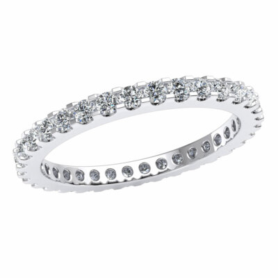 Pre-owned Jewelwesell 0.6ct Diamond Low Shared U-prong Eternity Wedding Band Ring 10k Gold Kl I1-i2 In Jk