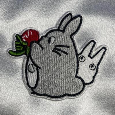 My Neighbor Totoro Eating a Strawberry Iron On Embroidery Patch