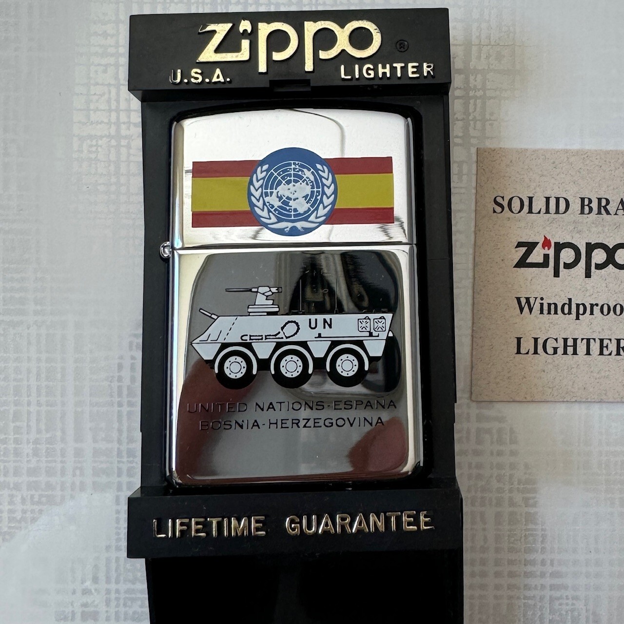 1996 Zippo Lighter United Nations España Spain Bosnia