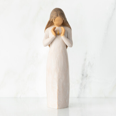 Willow Tree Ever Remember, Hands Surrounding Small Gold-Leaf Flame, Resin Figure
