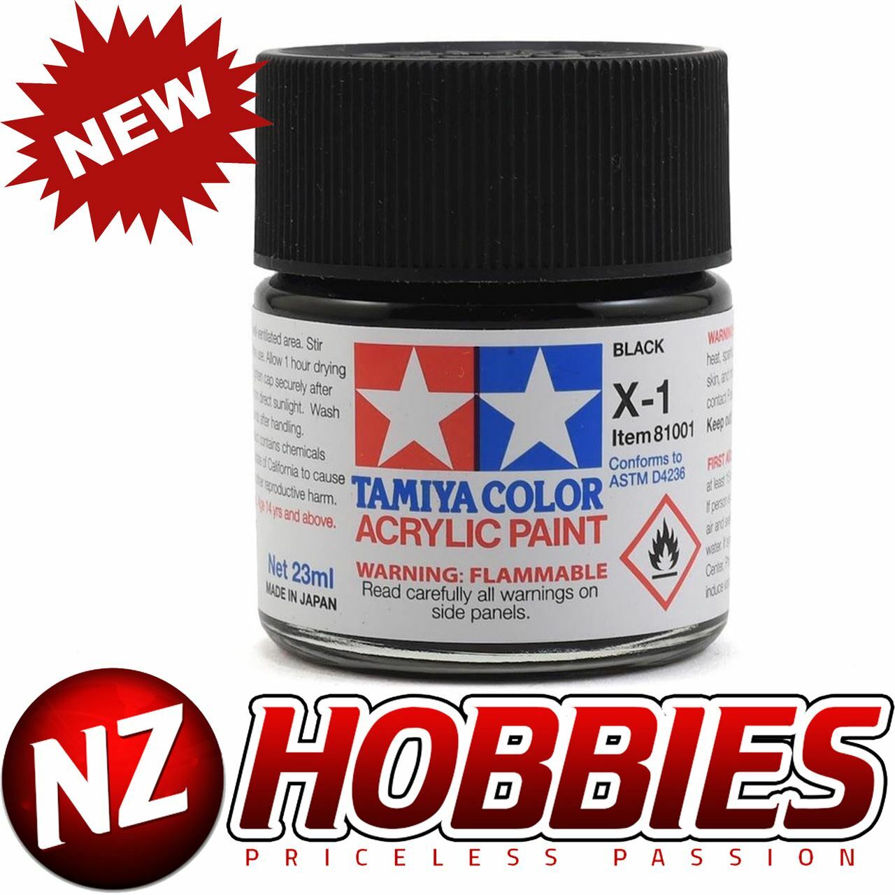 TAMIYA TAM81001 Acrylic X1 Gloss,Black