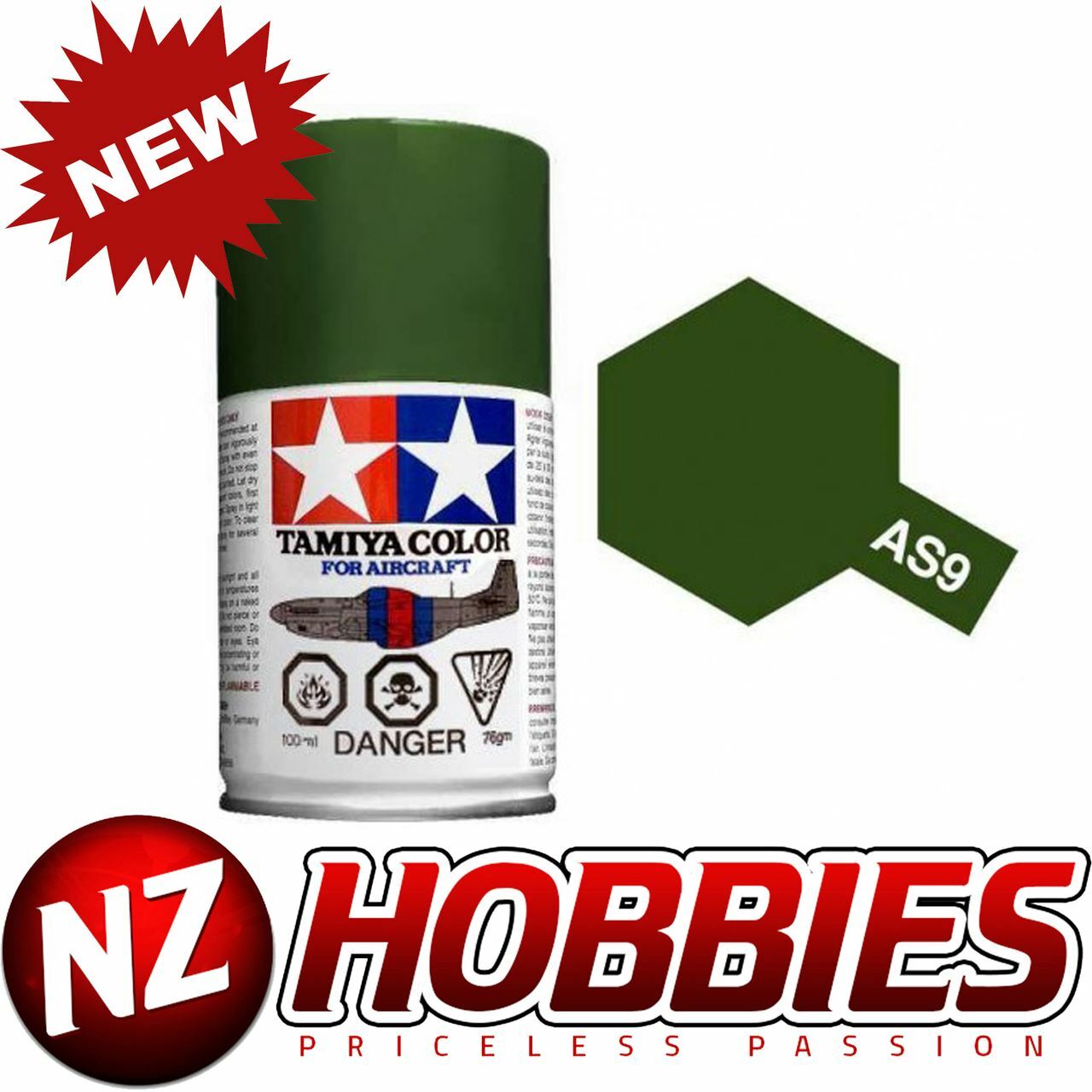 TAMIYA TAM86509 Aircraft Spray AS-9 Dark Green 100ml Acrylic