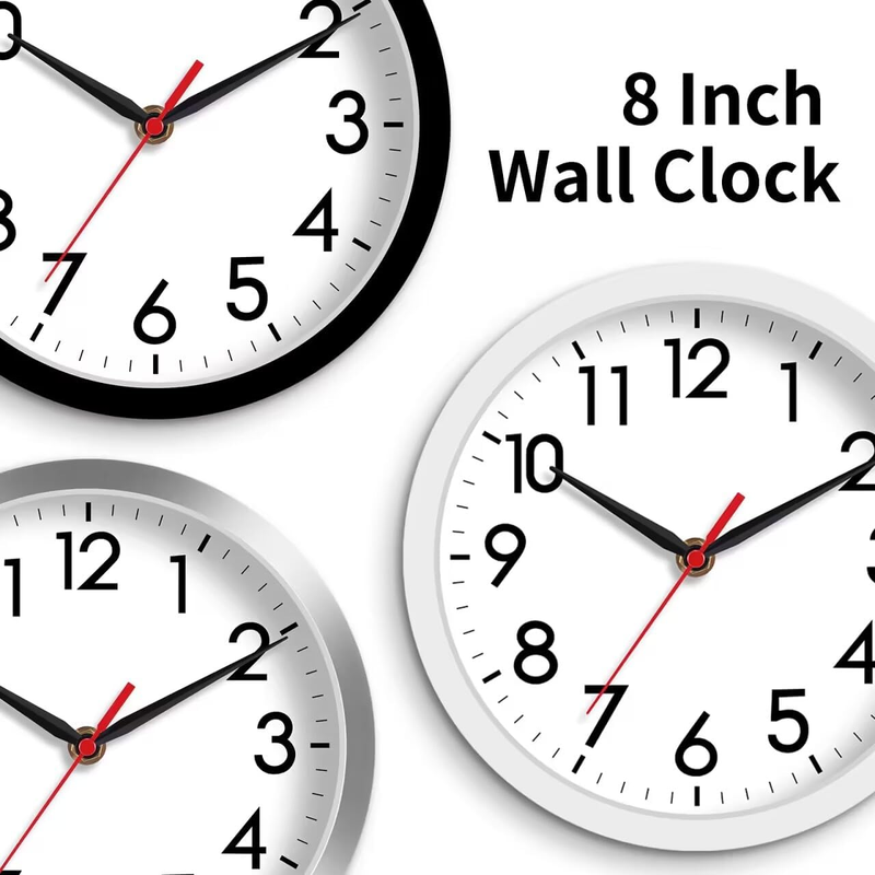 AKCISOT Wall Clock, Modern Small Wall Clocks Battery Operated 8 Inch, Silent Non