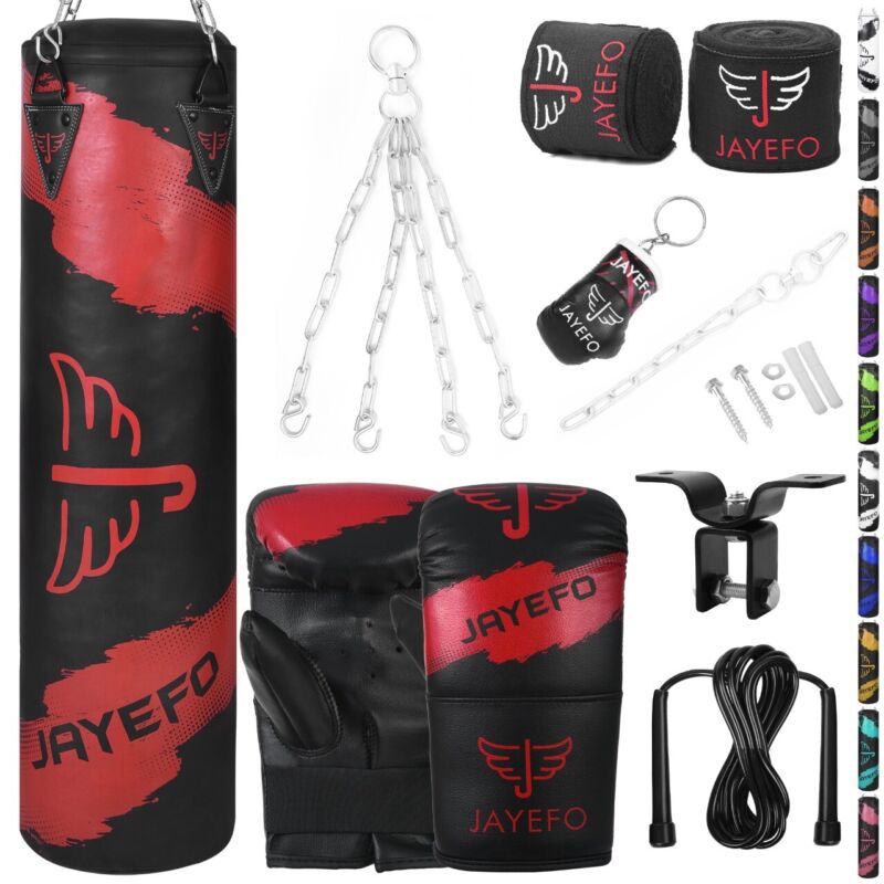 Punching Bag Set Filled16 Pcs Heavy Boxing Bag Mma Muay Thai Kickboxing Ufc Gym