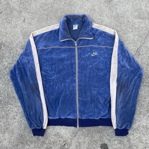 Vintage 70s Nike Velour Velvet Track Jacket Xl Big Size Blue Vintage 70s Nike Velour Velvet Track Jacket Xl Big Size Blue