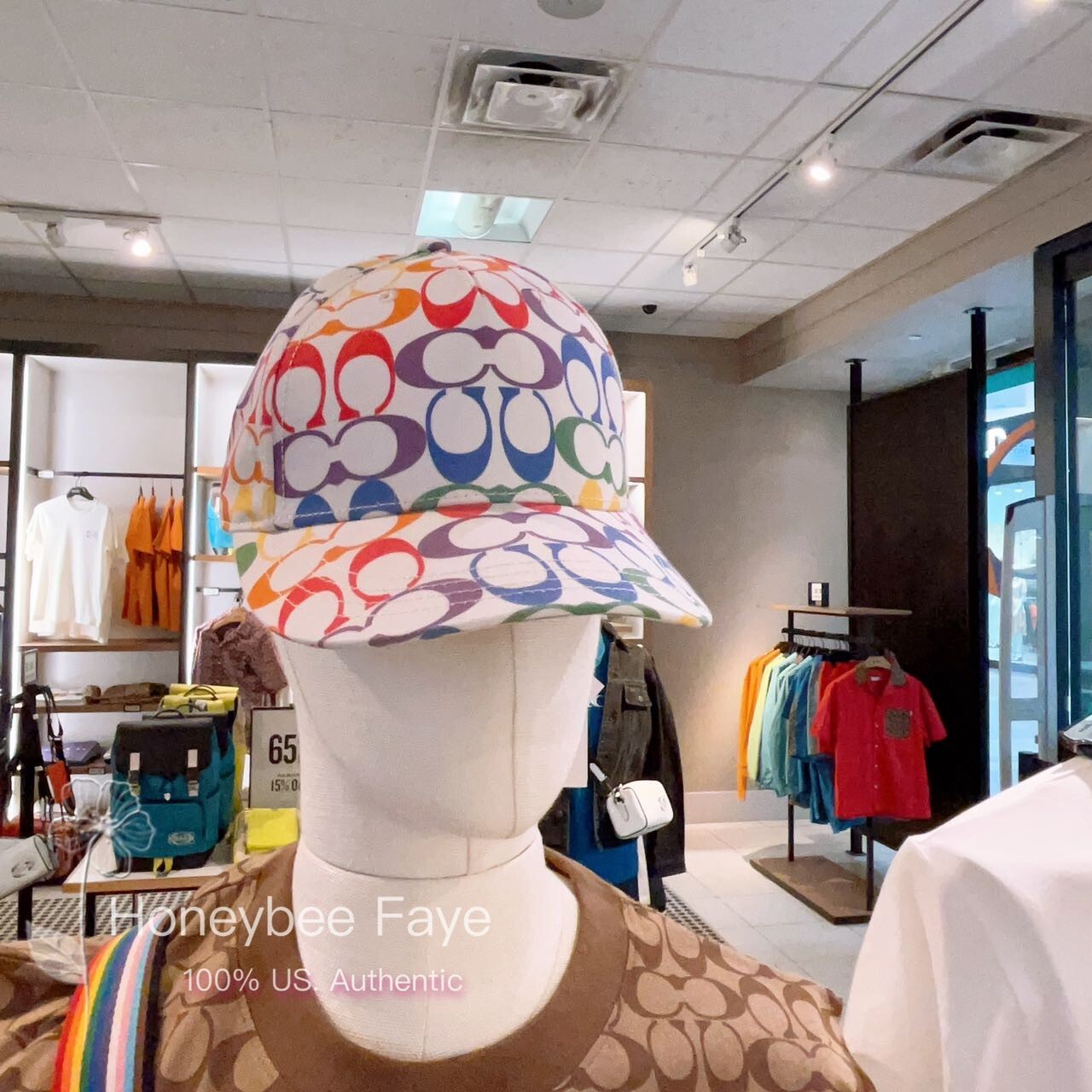 希少✨coach コーチ シグネチャー マルチカラー ハット つば広帽