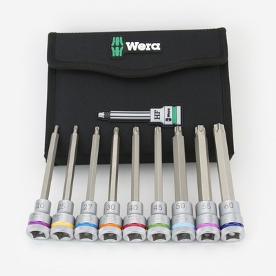 Wera 004212 Zyklop Torx Bit Socket Set Long - 1/2'' Drive with Holding Function T
