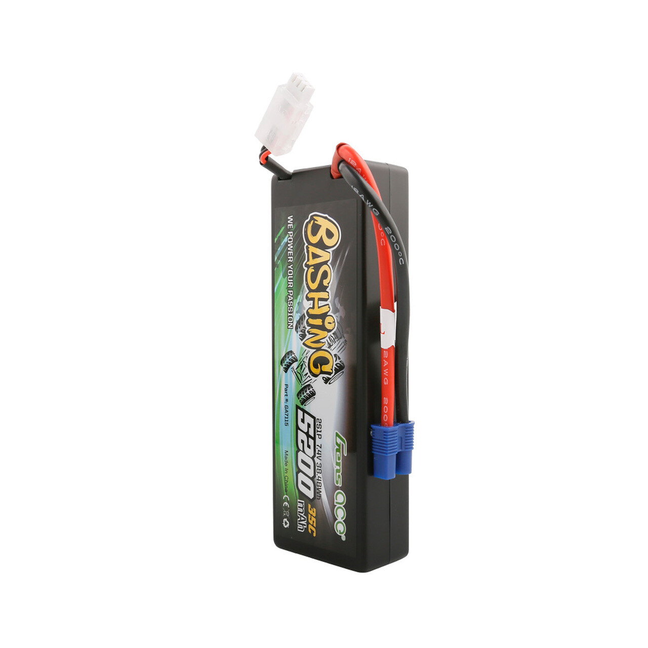 Gens Ace Bashing 7.4V 35C 2S 5200mah Hardcase Rc Car Lipo Battery With EC3 Plug