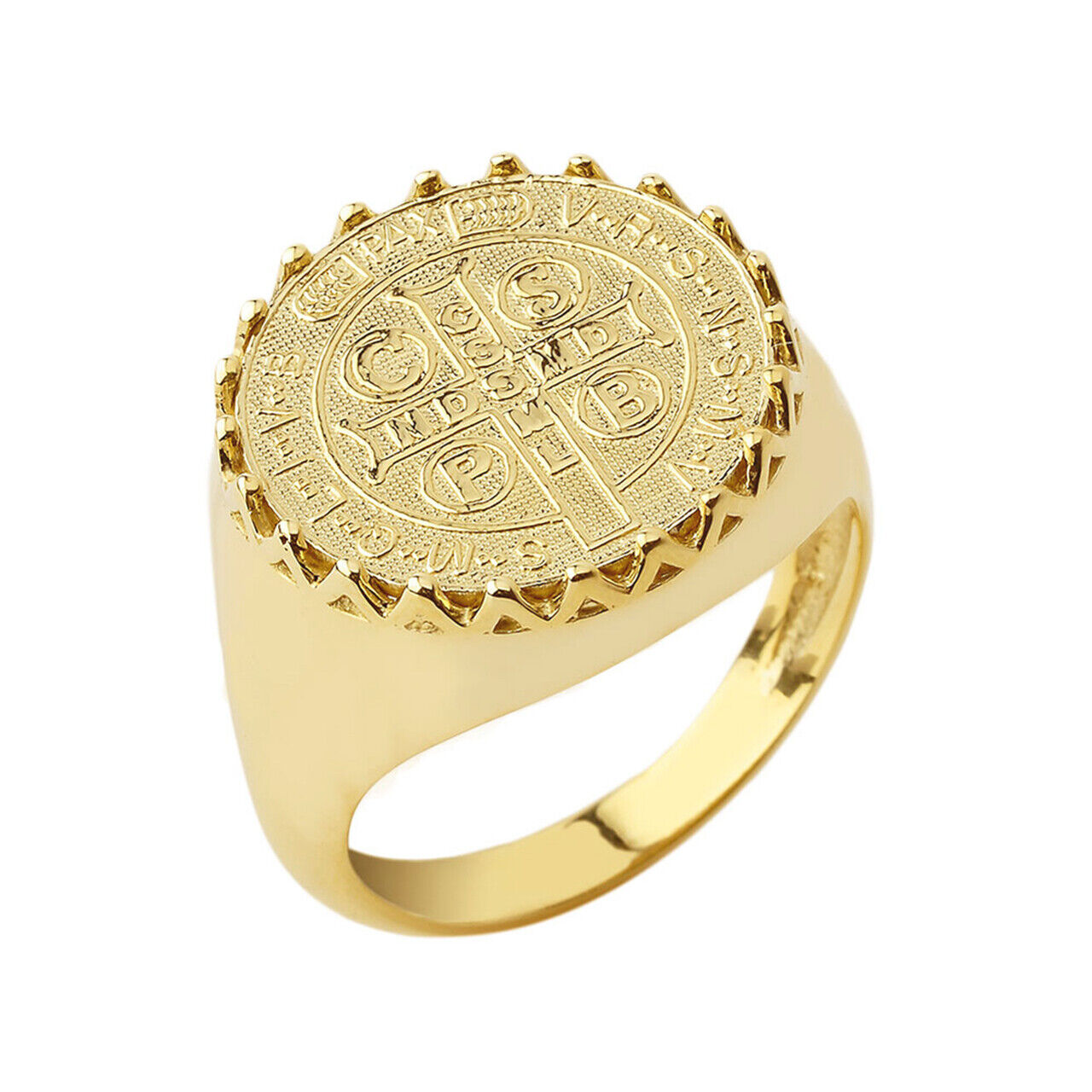 Pre-owned Claddafgh Gold Solid Gold St.benedict Statement Ring In (yellow/rose/white) In 10k In Yellow Gold