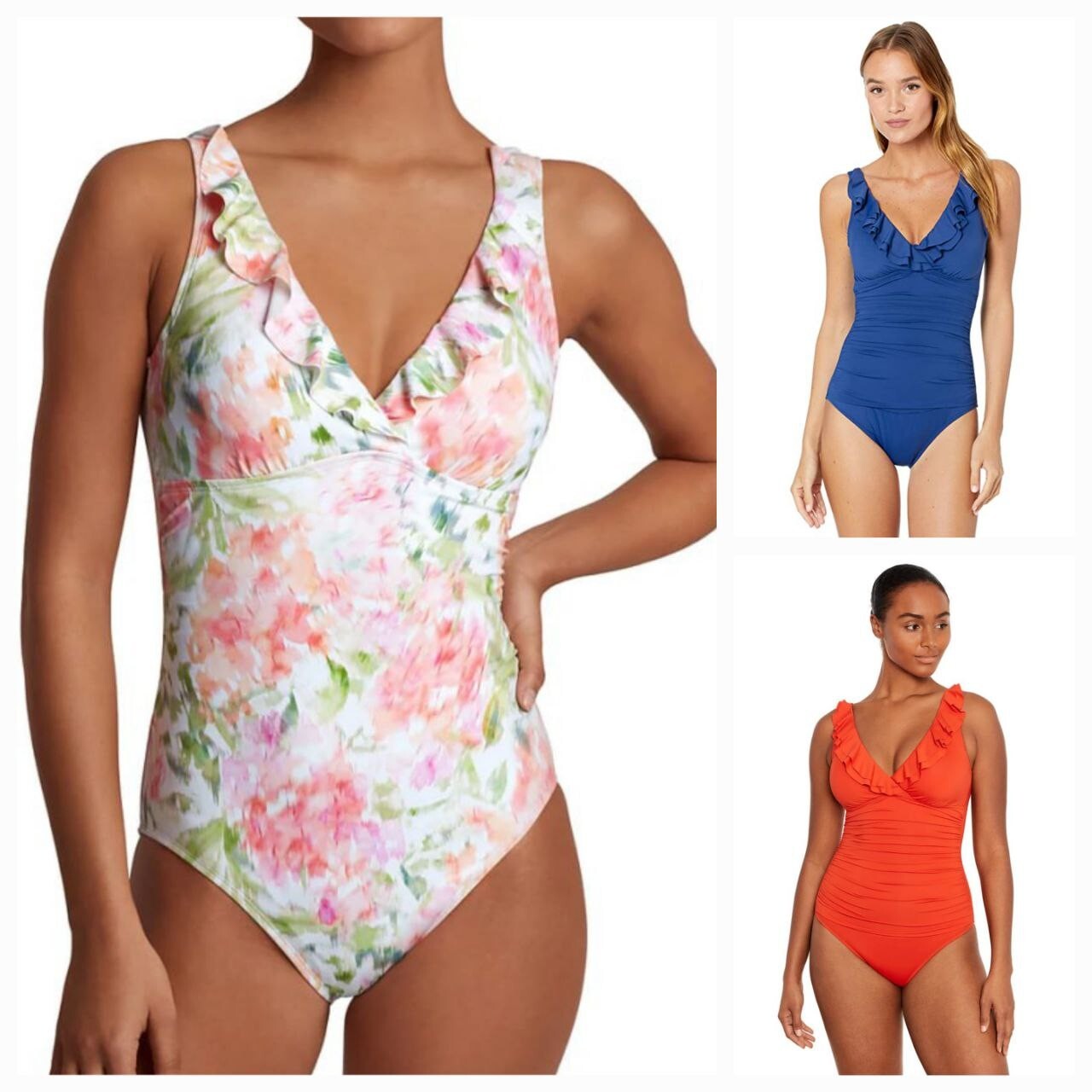 Lauren Ralph Lauren Women's Ruffled V-Neck One-Piece